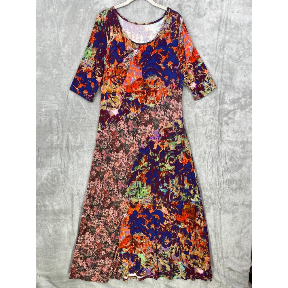 Soft Surroundings Estelle Maxi Dress Large P Jersey Knit Boho Floral Tropical‎